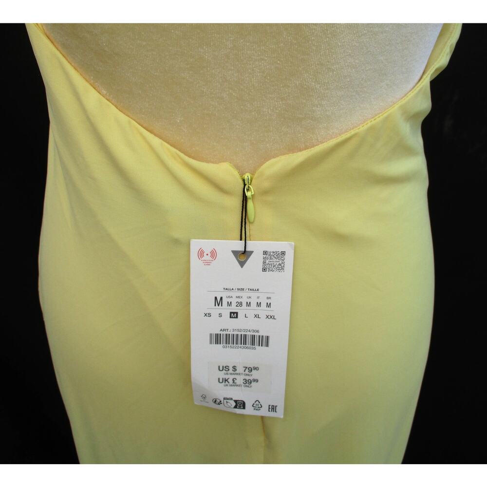 Nwt ZARA Light Yellow Halter Top Maxi Dress with Long Scarf Neck TieBack Size M - Picture 8 of 9
